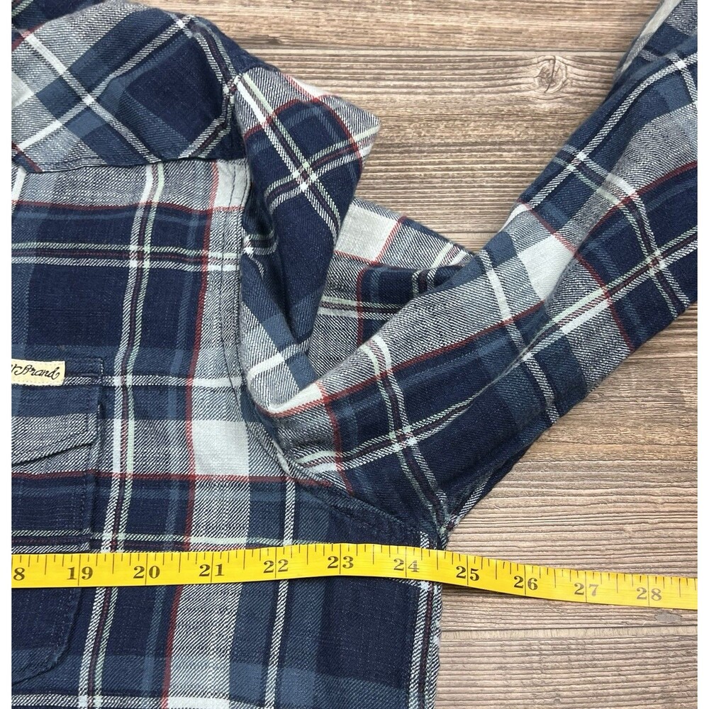 Lucky Brand Mens L Flannel Shirt Blue Plaid Button-Up Western Rustic Cabincore - Picture 9 of 15